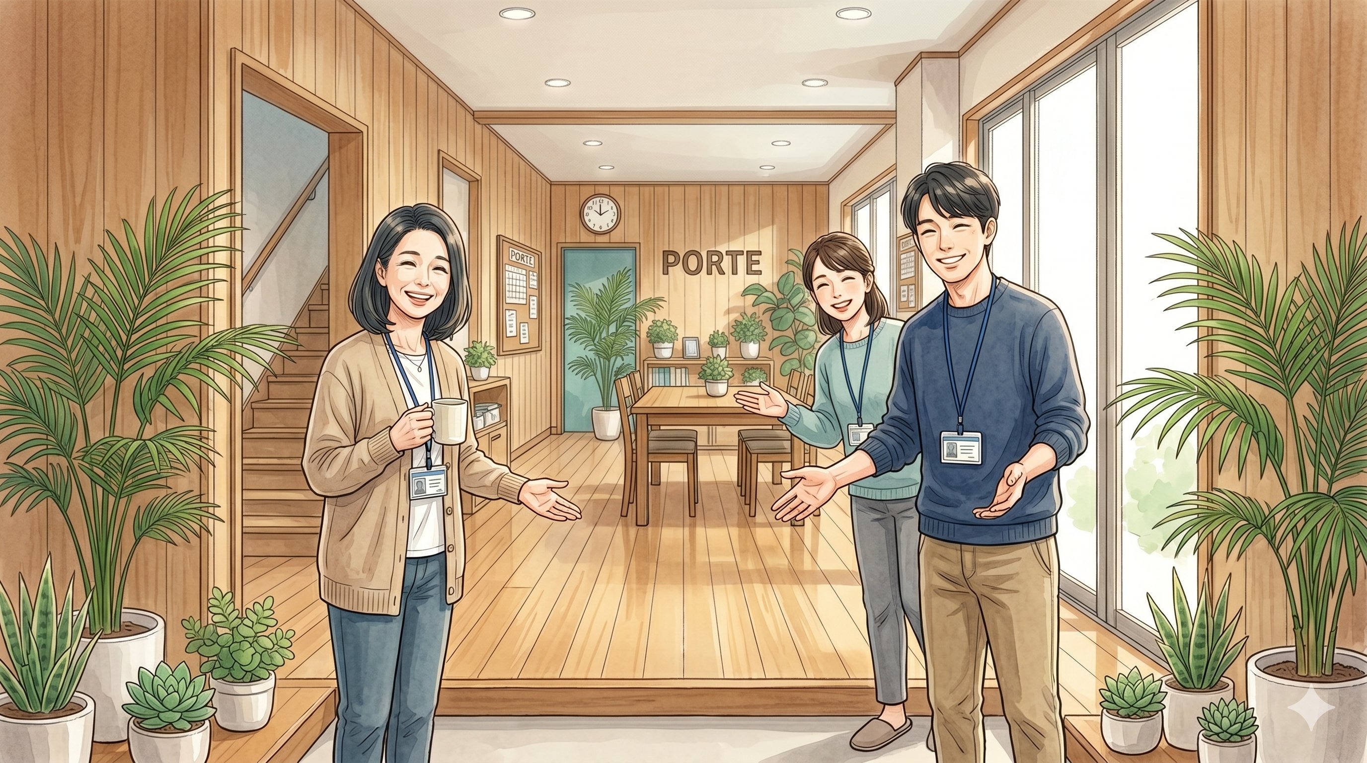 温かく迎え入れる先輩スタッフ