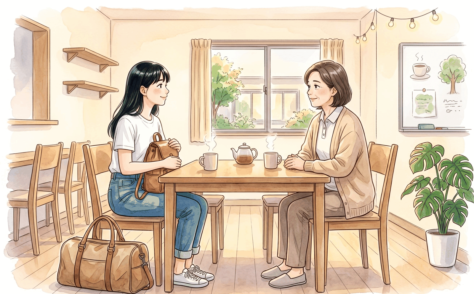 PORTEの職員と向かい合って話す若者